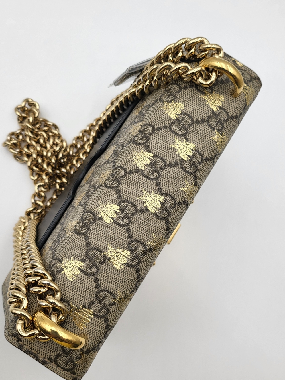 Gucci GG Supreme Monogram Bee Padlock Small Bag Gold Hardware, Auth. w/COA.. - Picture 6 of 15